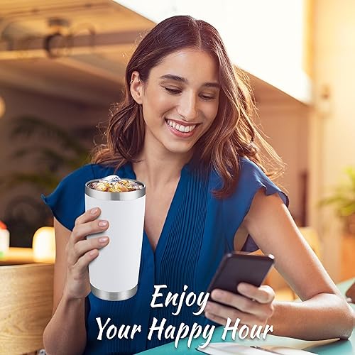 Miniatura 8 de 20 oz Tumblers Bulk Stainless Steel Tumbler with Lid Double Wall Vacuum Insulated Coffee Mug 20oz Powder Coated Cup for Hot and Cold Drinks, White