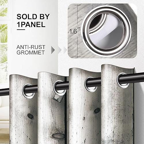 Miniatura 4 de Cortinas opacas de madera para puerta de puerta, granero, aldea rural, granja, campo, armario, dormitorio, ojales, aislamiento térmico, cortinas de