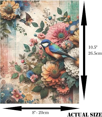 Birds Rice Paper, 8 x 10.5 inch (6pc) - Mulberry Paper for Decoupage Scrapbooking Cards Crafts by Craft Kreatively