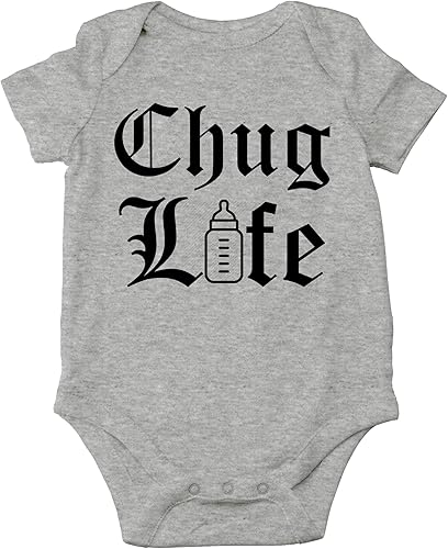 AW Fashions Chug Life - Body de una sola pieza para bebé Negro, Azul claro, Gris (Sports Grey), Blanco