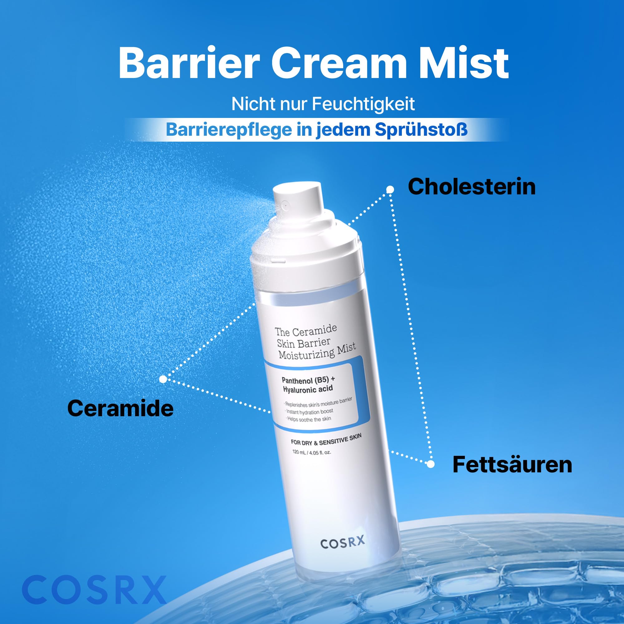 COSRX Barrier Cream Gesichtsspray – Milky Toner mit Ceramid & Hyaluronsäure, feuchtigkeitsspendendes und beruhigendes Gesichtsspray für alle Hauttypen, 120 ml, Korean Skincare