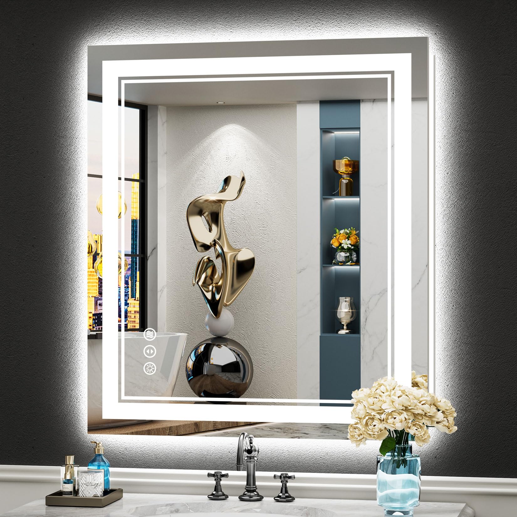 Awandee 28x32 LED Bathroom Mirror