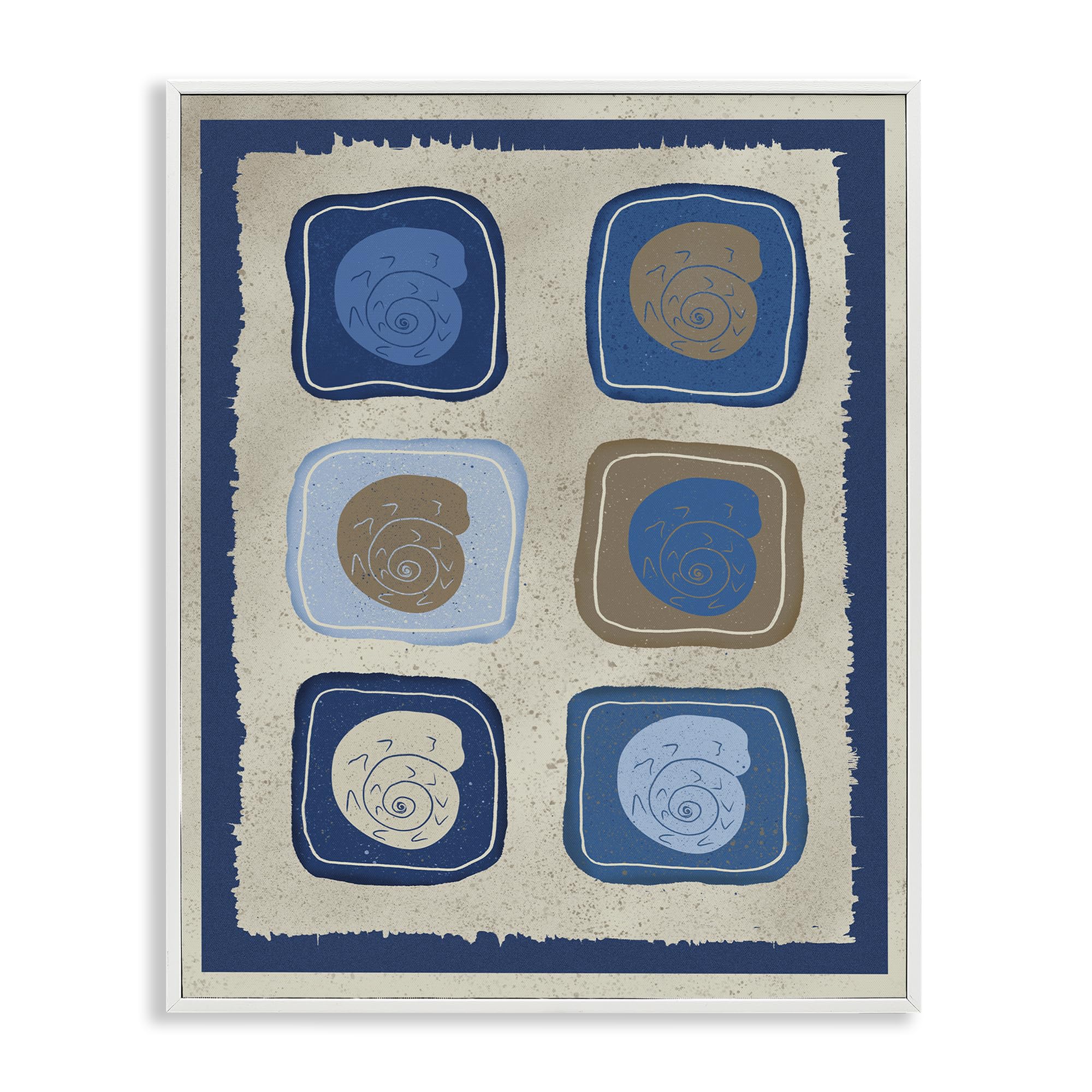 Stupell Industries Coastal White (Textured) 'Blue Blocked Nautilus'| Framed Giclee Art
