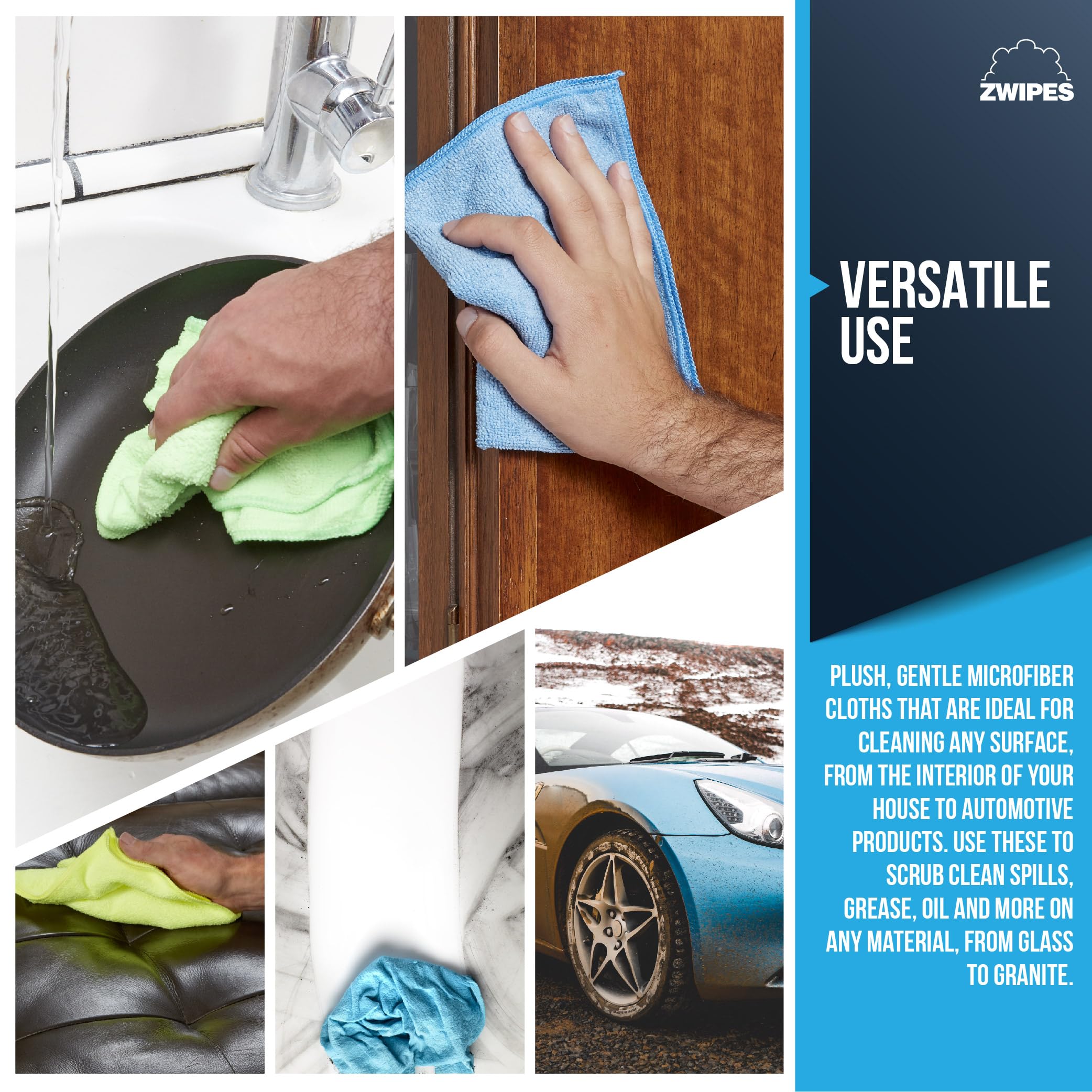 Zwipes Panni in microfibra per la pulizia (confezione da 36), colori assortiti
