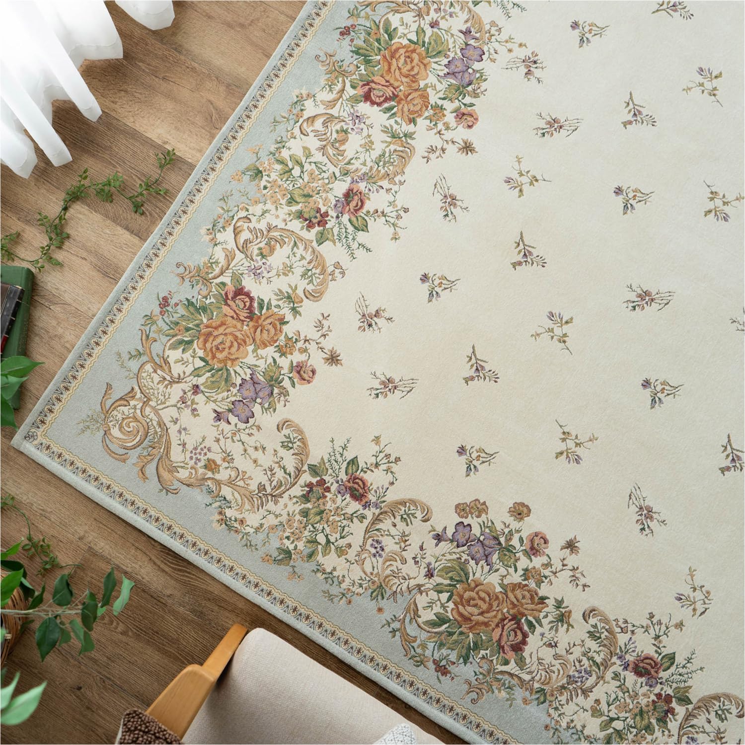 Amazon | サヤンサヤン 花柄 ラグマット シェニール 126 ゴブラン