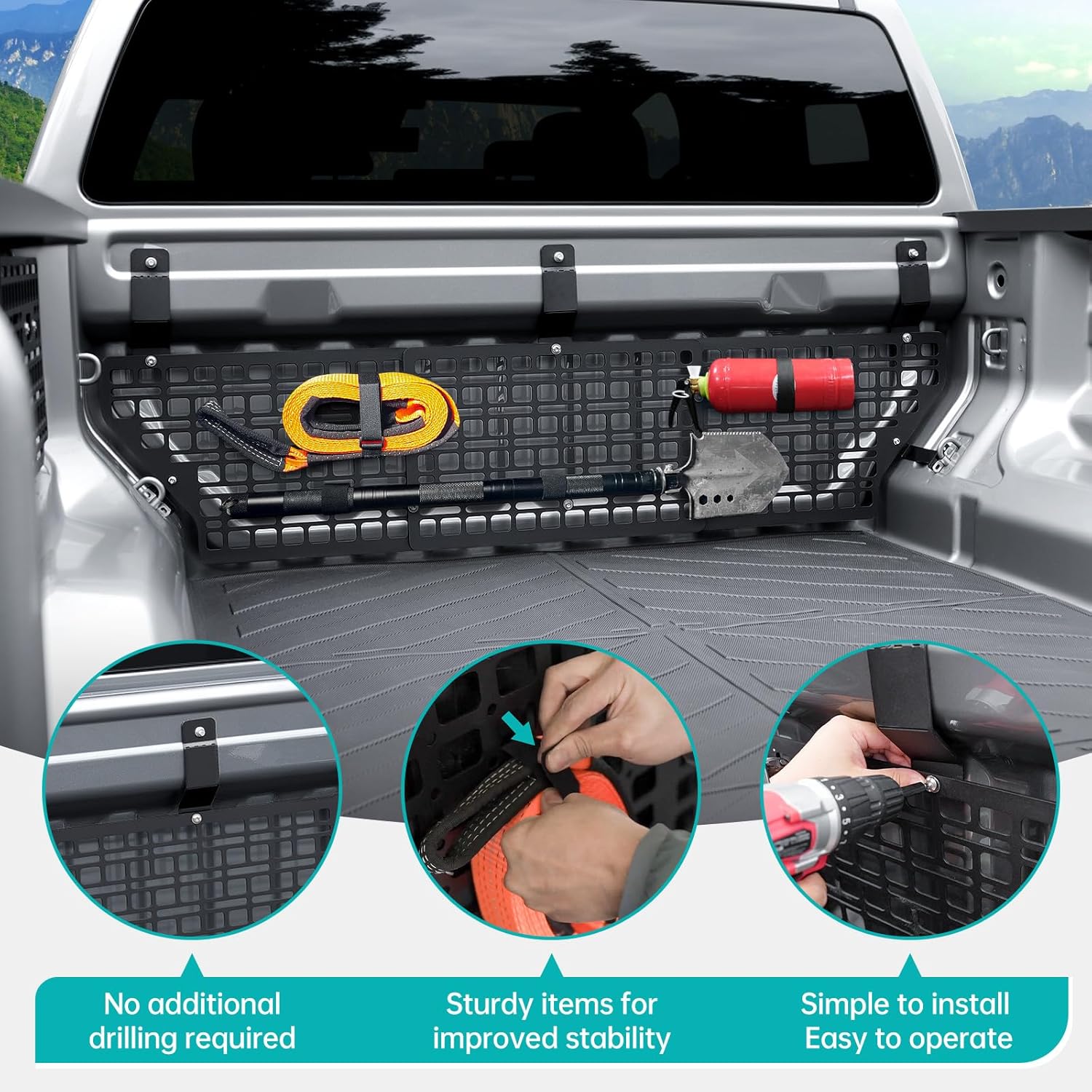Front Truck Bed Molle Panel Rack System Compatible with 2023-2025 Chevy Colorado/GMC Canyon Accessories Cargo Storage Organizer Tools Rack Fit for 23-25 Chevrolet Colorado Accessories