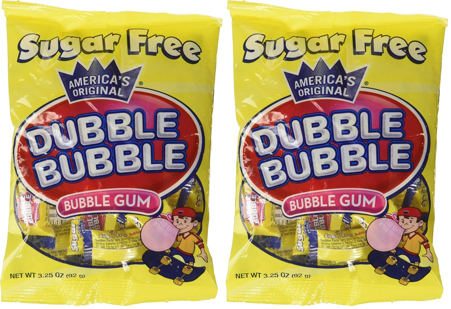 Dubble Bubble Sugar Free, 3.25-Ounce Bags (Pack of 12)