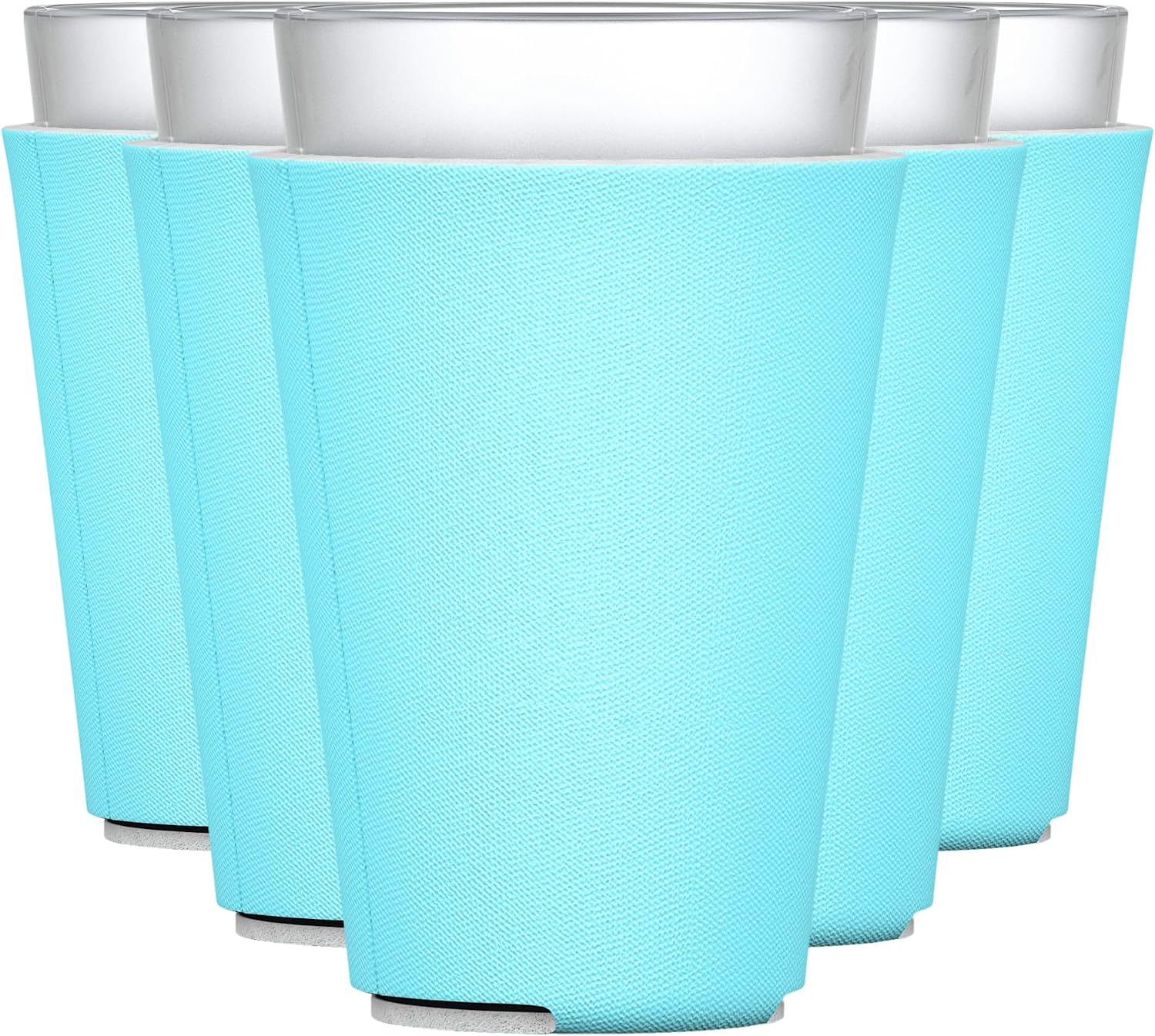 TahoeBay Blank Pint Glass Sleeves (6-Pack) 16 Ounce Insulating Foam Collapsible Beer Drinking Cup Holder (Robins Egg Blue)