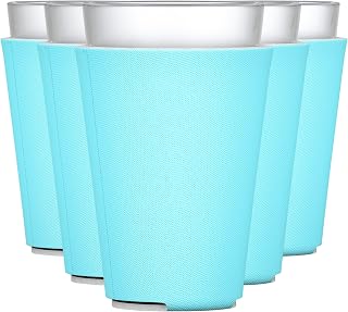 TahoeBay Blank Pint Glass Sleeves (6-Pack) 16 Ounce Insulating Foam Collapsible Beer Drinking Cup Holder (Robins Egg Blue)