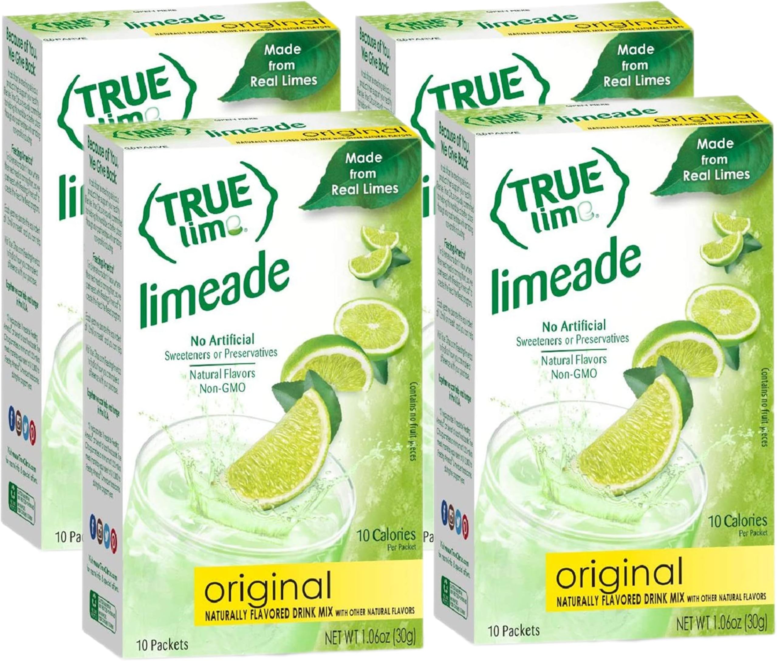True Lime LIMEADE (Pack of 4) 10ct each box. True Lemon | True Citrus