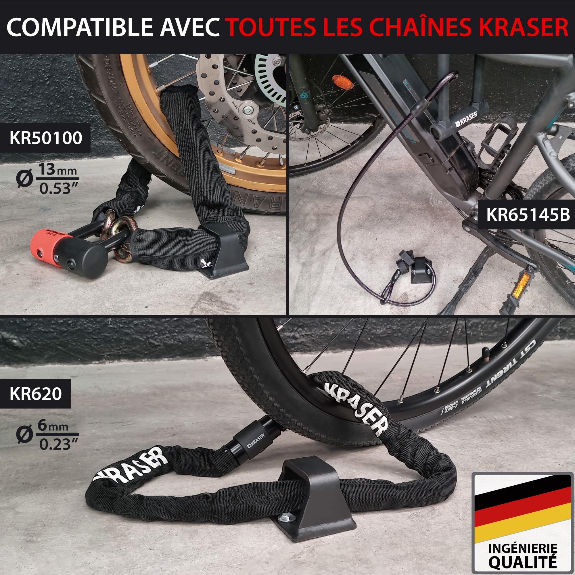 Cadenas à Chaîne Oxford - 1,8 M Avec Ancre Au Sol - Sécurité Moto/vélo - Neuf