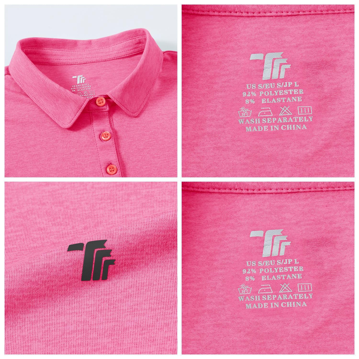 YSENTO Polo de golf à manches courtes pour femme, coupe sèche, Rose rouge, XXL | T-shirt de sport respirant à séchage rapide pour femme
