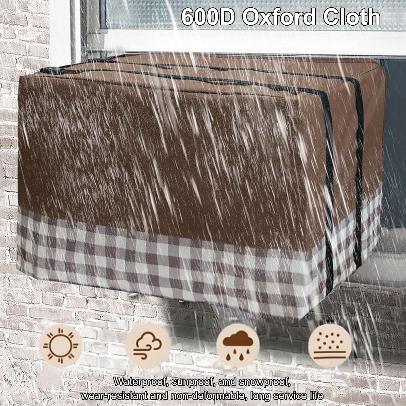 Copertura Condizionatore Esterno per l'Inverno, Copri Condizionatori in Tessuto Oxford 600D con Fibbia in Plastica, Copertura Completa per Unità Finestra(65x53x46cm/26x21x18in)