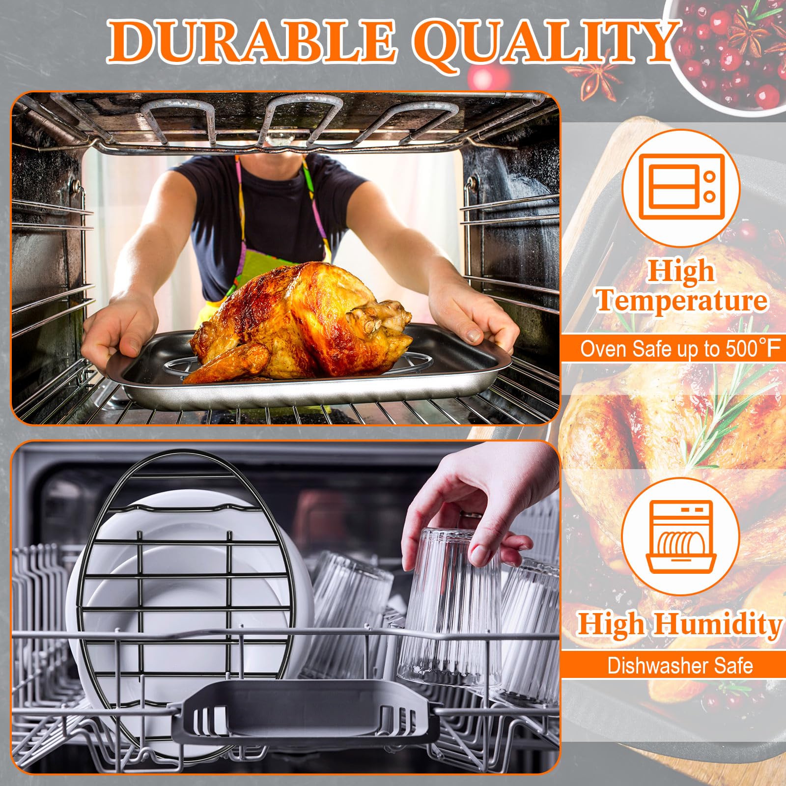 Nuogo 2 estantes de refrigeración ovalados de 6 x 9 pulgadas, 12 x 8.5 pulgadas con pies integrados, estante ovalado para asar con revestimiento esmaltado, estante para hornear galletas para cocinar,