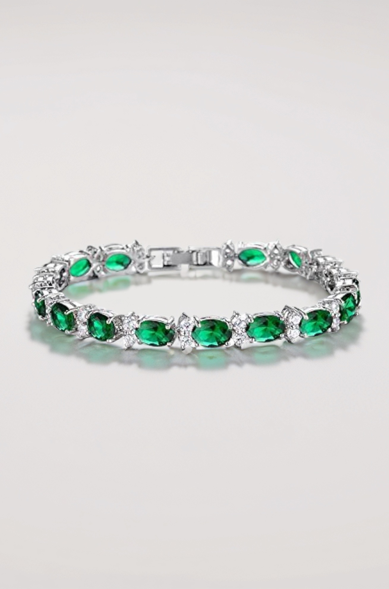 Shining Diva Fashion Platinum Plated Stylish Austrian Crystal Bracelet for Women and Girls (11955b)(Green)