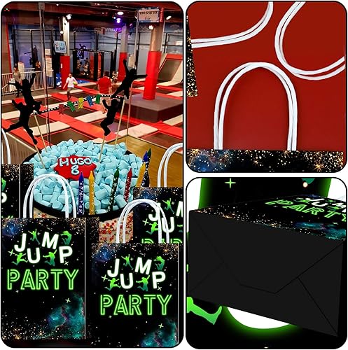 Miniatura 5 de Tyndallrays 16 bolsas de regalo para trampolín para suministros de fiesta de cumpleaños, aperitivos de regalo, regalos de fiesta de dulces con asas