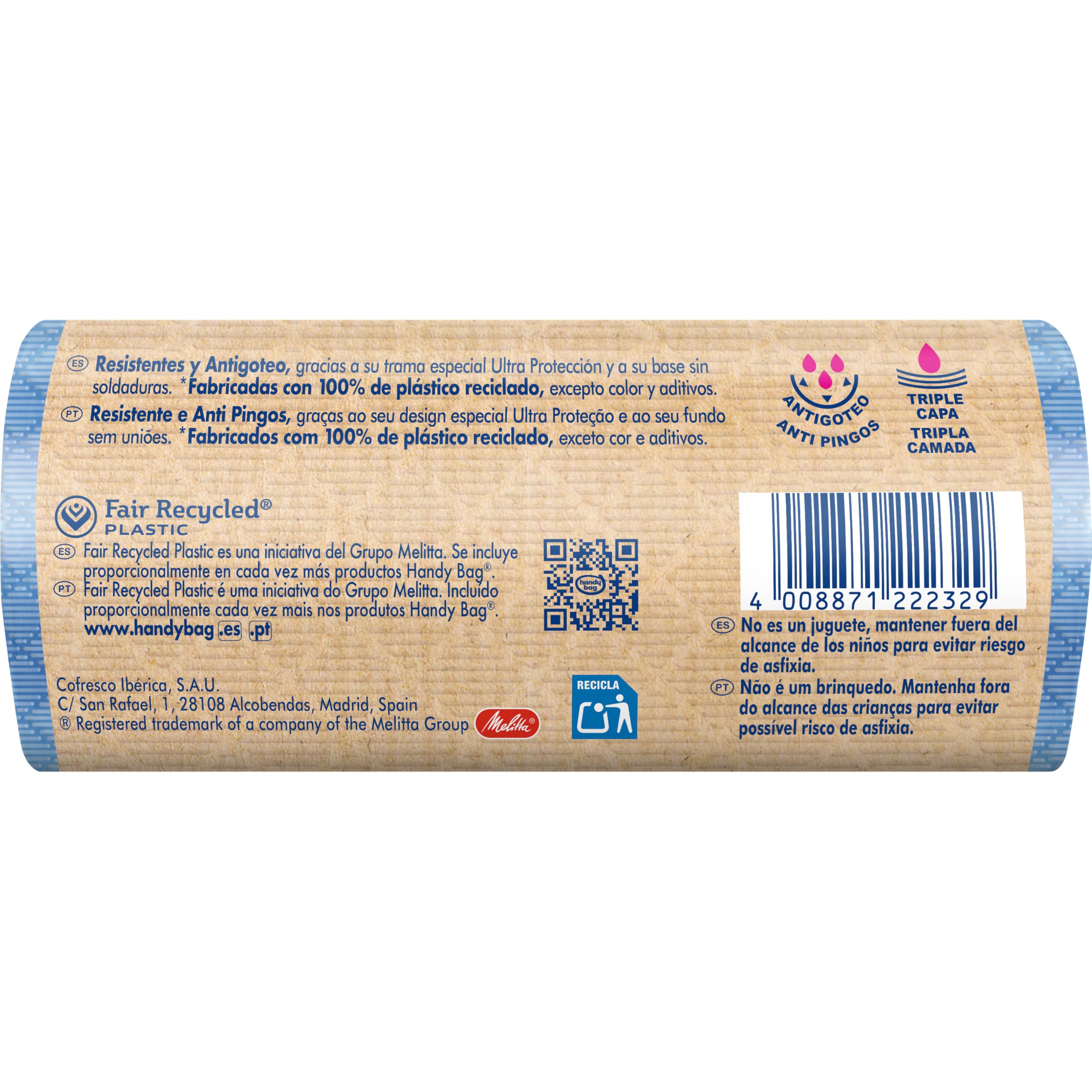 Handy Bag Bolsas de Basura Resistente Antigoteo, 100% Reciclado, Autocierre, 30L, 12 Bolsas, 1 Paquete — view 3