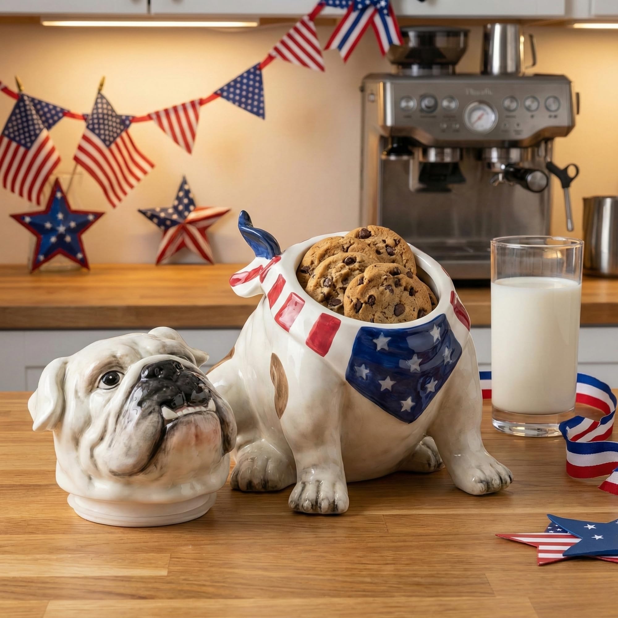Blue Sky Ceramics Rustic Patriotic Bulldog 8.5