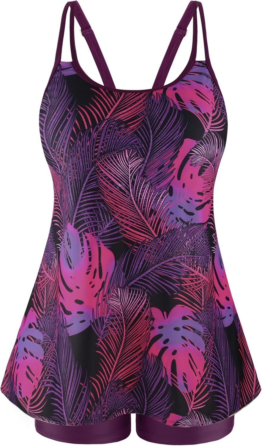 NIeyook Womens Tankini Swimsuit Plus Size Two Piece Bathing Suit Flowy Swim Tops with Boy Shorts 2025 Modest Swimwear