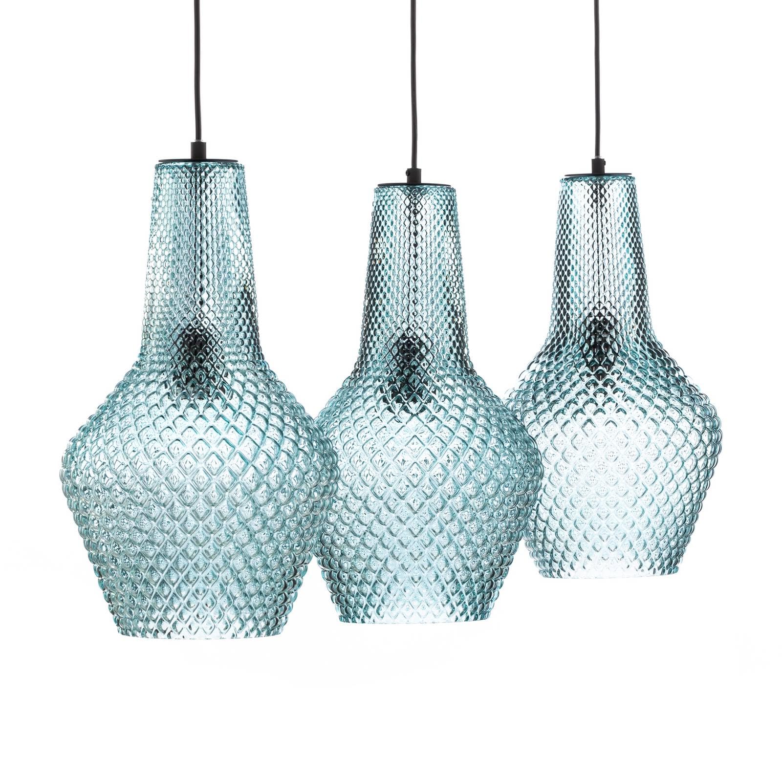 Lámpara Colgante Queen, Candelabro De Hierro Y Vidrio Azul Cobalto - México