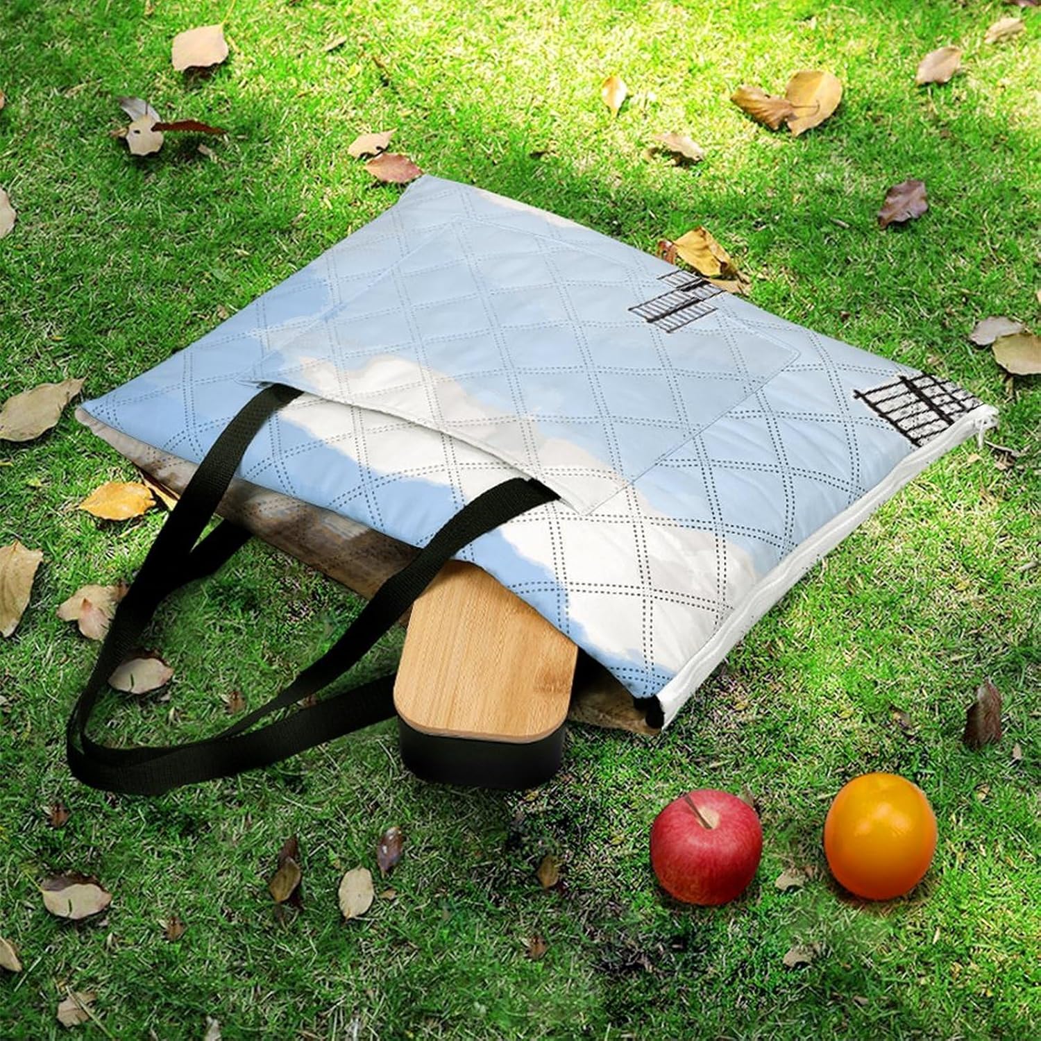 Windmills Picnic Blanket 150x150cm, Foldable 2-in-1 Picnic Mat and Tote Bag Portable Waterproof Beach Mat Sandproof Outdoor Blanket for Park, Hiking, Beach, Camping, Travel