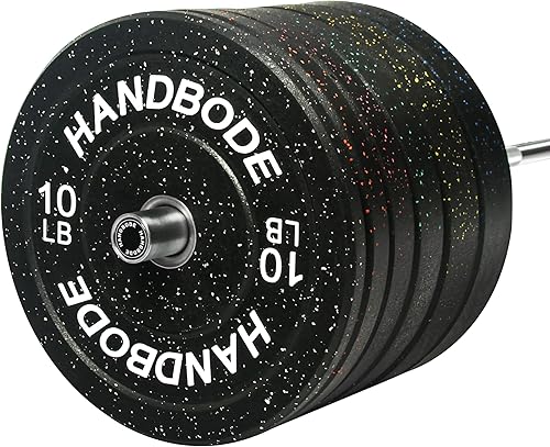 Miniatura 4 de Handbode Placas de parachoques para pesas olímpicas de alto rebote, placa de goma de color para levantamiento de pesas y entrenamiento de fuerza