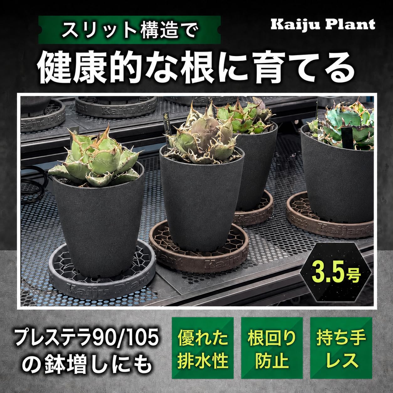 Amazon.co.jp: 怪獣ポットEco 3.5 スリット鉢 3.5号 麦わら再生プラ鉢