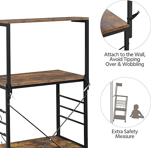 Miniatura 5 de Yaheetech Estante para panaderos con ruedas (16 pulgadas de profundidad x 24 pulgadas de ancho x 50 pulgadas de alto), soporte para microondas con 6