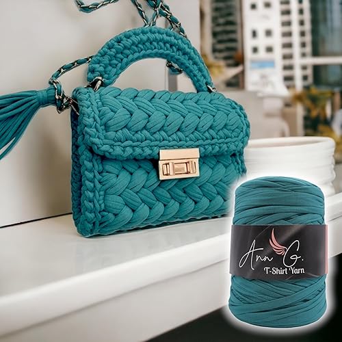 Miniatura 2 de Ann G Hilo de camiseta de alta calidad, poliéster supersuave, más de 300 pies, duradero, sin pelusas, color consistente, elástico (verde azulado