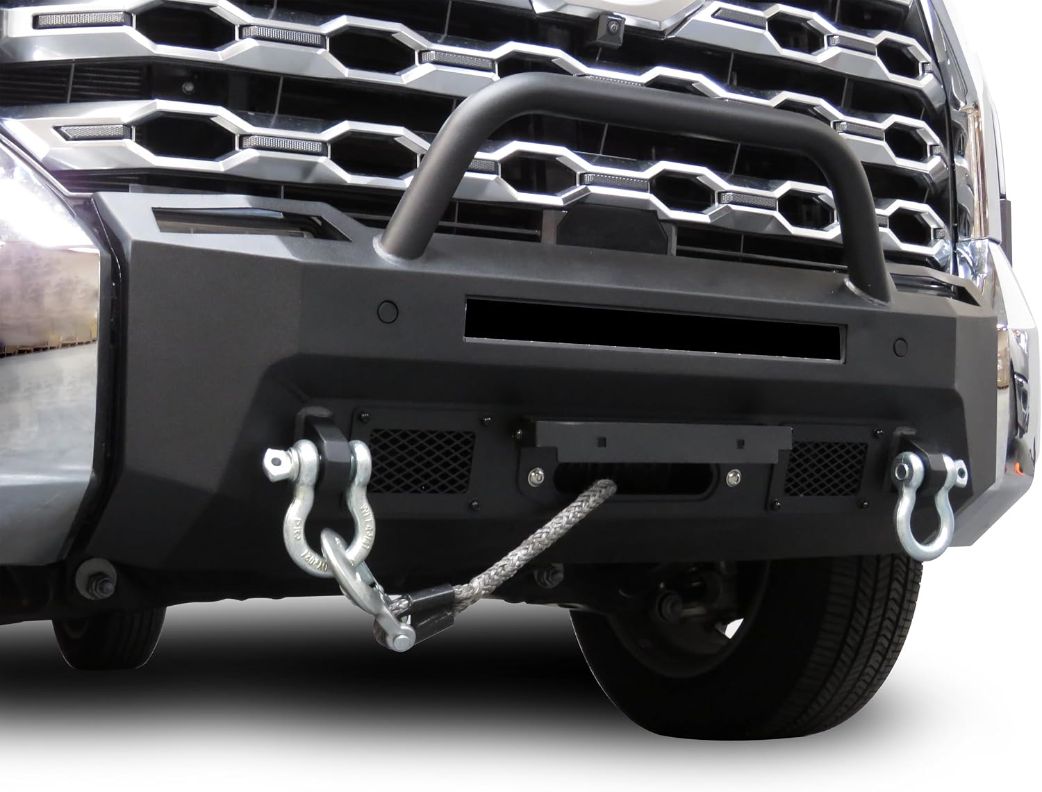 Black Horse Armour III Heavy Duty Front Winch Bumper with Winch Textured Black Compatible with 2022-2026 Toyota Tundra-AR3HD64NL-W12