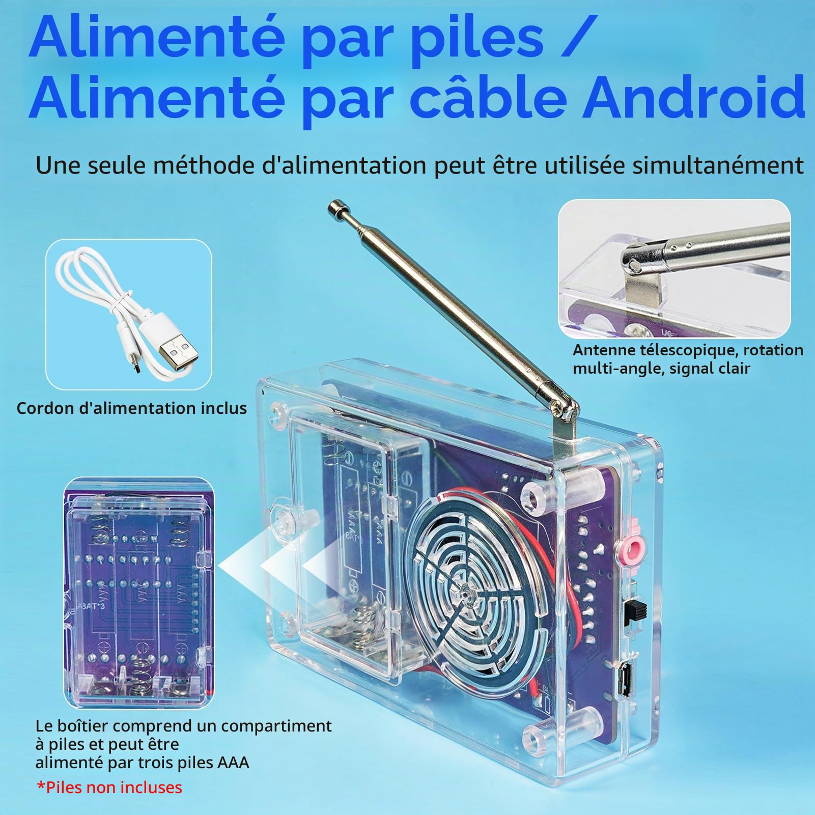 Kit radio FM, kit d'entraînement à la soudure électronique DIY Kit de soudure Module radio récepteur Kit 87-108 MHz (avec étui)