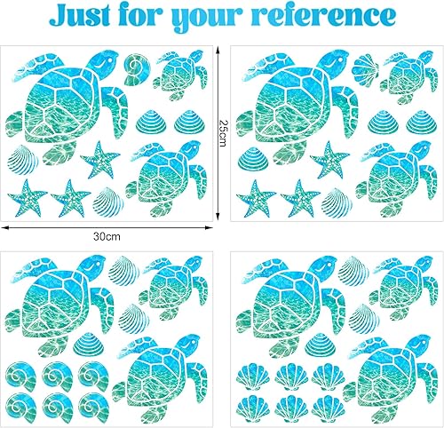 Miniatura 3 de Outus 46 calcomanías de pared de tortuga marina, calcomanías de vinilo de tortuga oceánica, calcomanías de baño subacuáticas, calcomanías de pared