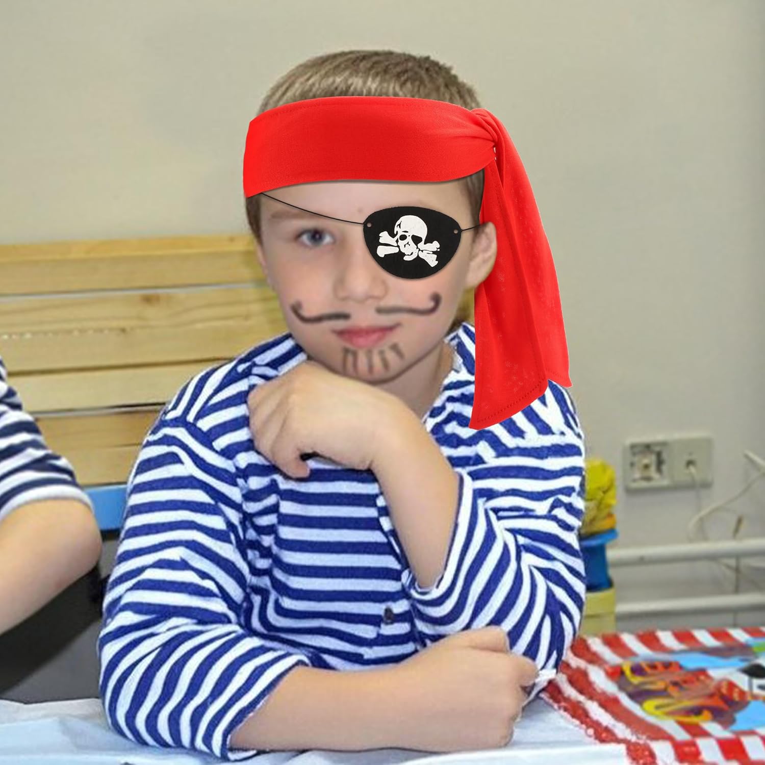 Chanaco 12Pcs Pirate Accessories Costume Women Pirate Bandana Supplies for Men Eye Patches and Headband Outfit Party Favors for Cosplayer - Image 2