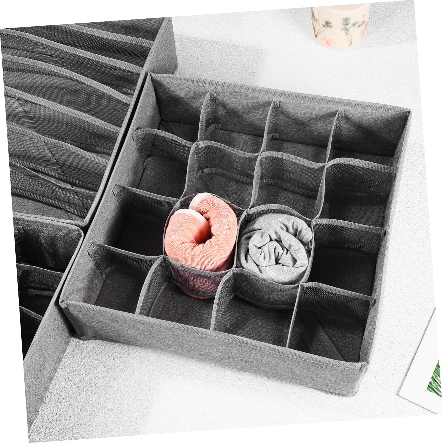 4stücke Faltbare aus Robustem Kationikstoff mit Pp panelen Vielseitige Aufbewahrungsboxen für Unterwäsche Socken Krawatten und Babykleidung Platzsparend und Waschbar