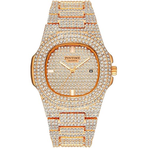 Gosasa Luxury Unisex Crystal Diamond Watches Big Face Women's Men's Quartz Watch Gold Silver Rose Gold Stainless Steel Bracelet Band