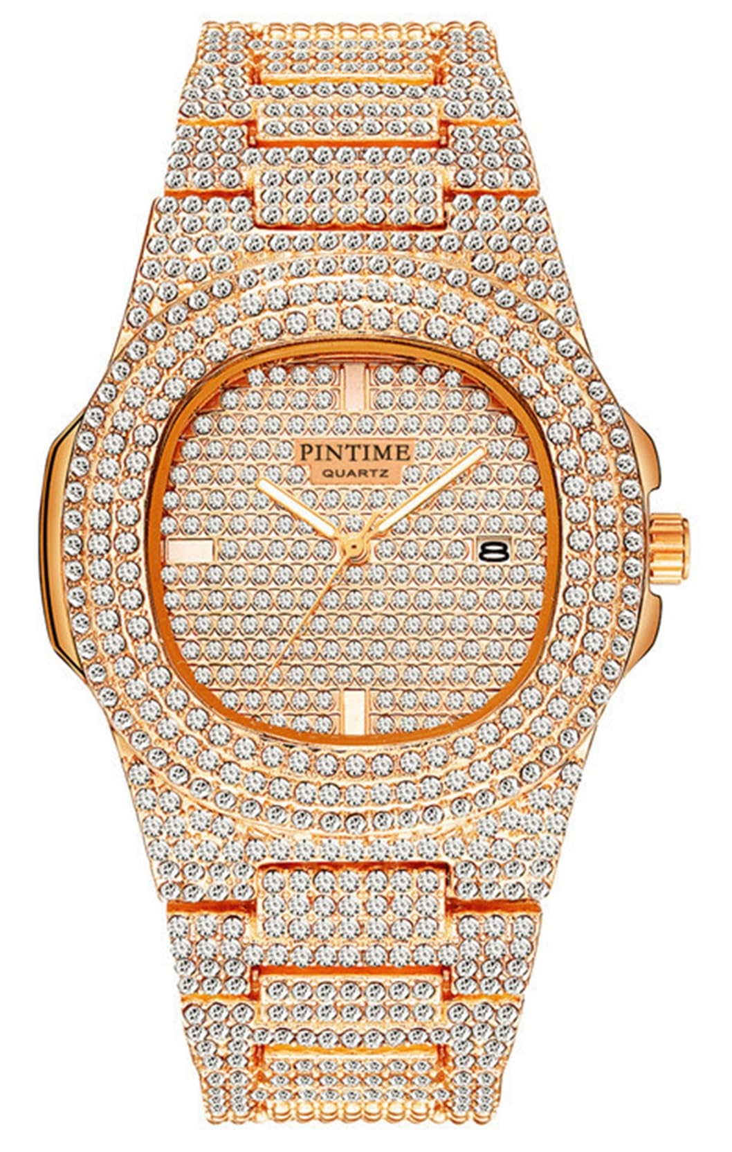 GosasaLuxury Unisex Crystal Diamond Watches Big Face Women's Men's Quartz Watch Gold Silver Rose Gold Stainless Steel Bracelet Band