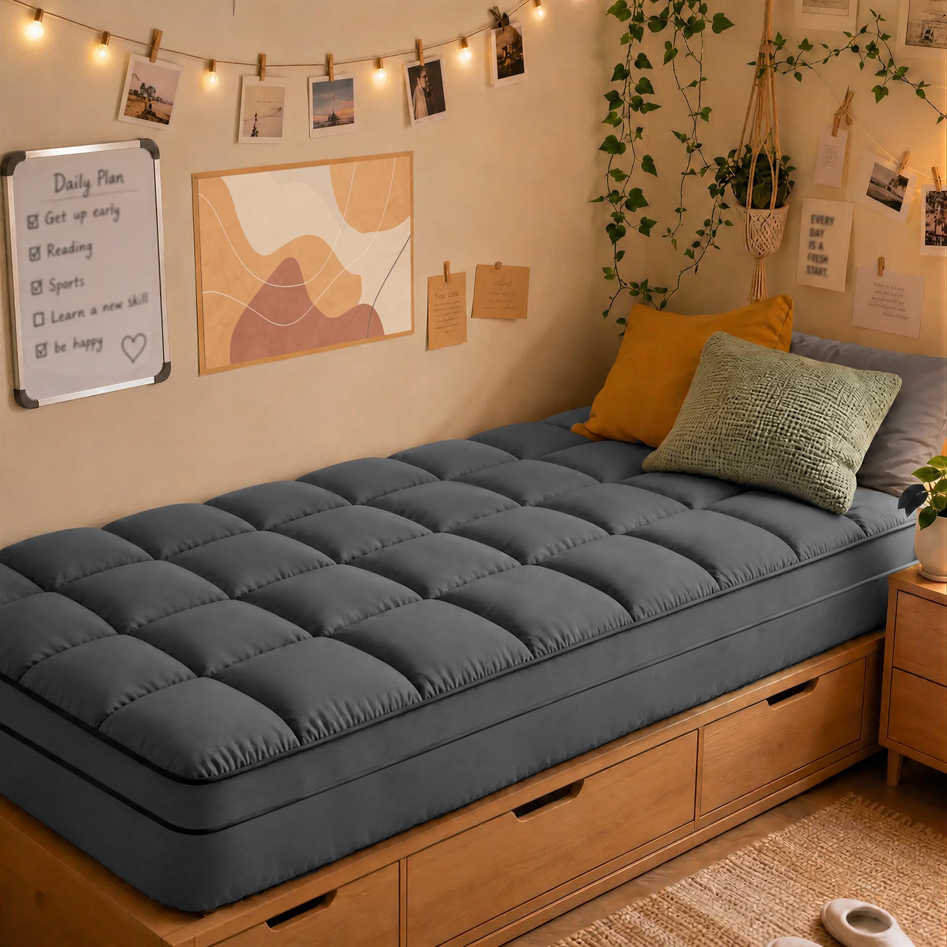 Kayfia TwinXL Mattress Topper, Thick Mattress Pad for Dorm Apartment Use