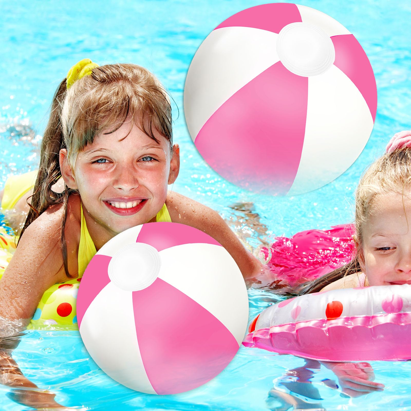 Pelotas inflables de playa inflables de 24 y 16 pulgadas, bolas redondas de PVC para piscina, lindos juguetes de juego para verano, temática tropical hawaiana, decoración de fiesta en la playa 5