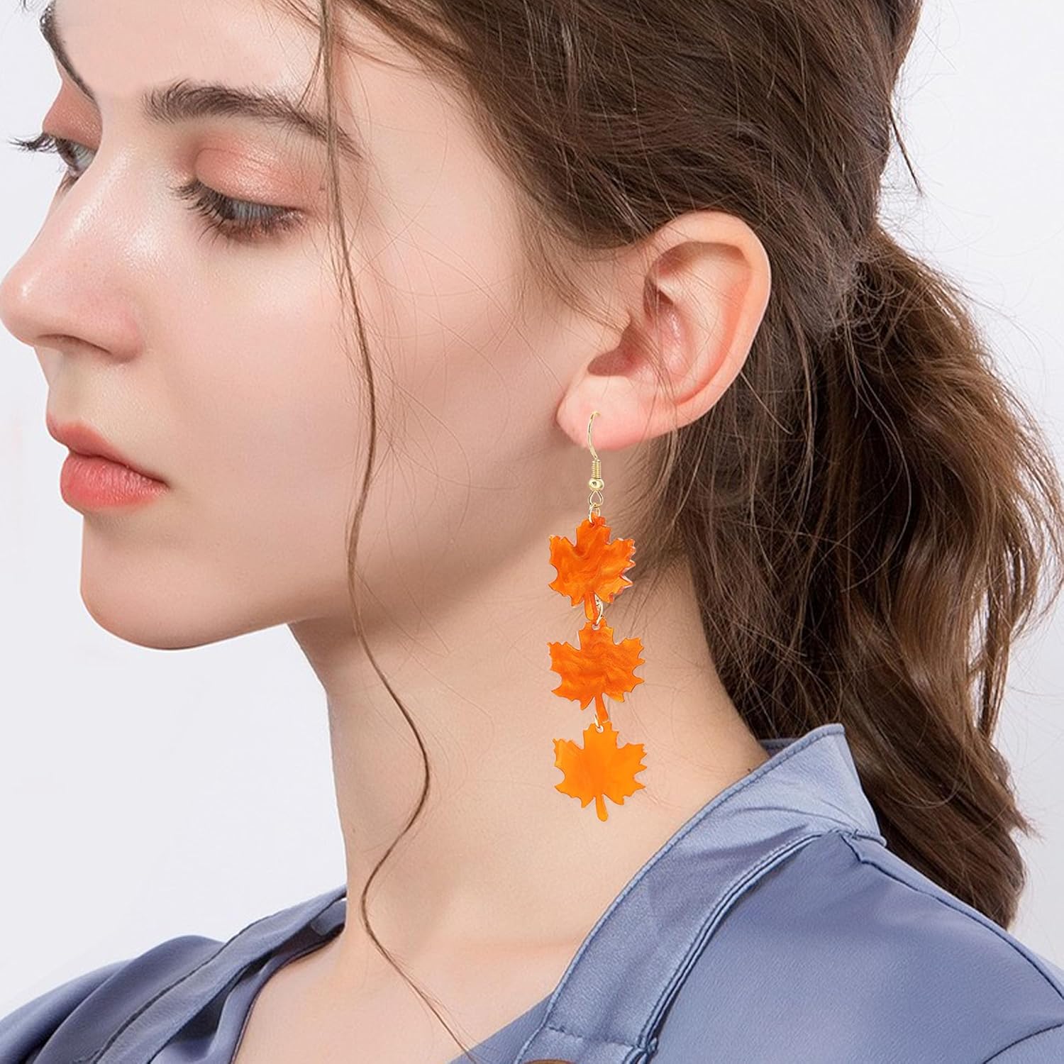 YUNXI Halloween Maple Leaf Earrings for Women Acrylic Tassel Drop Dangle Earrings Fall Autumn Leaf Jewelry - Image 3