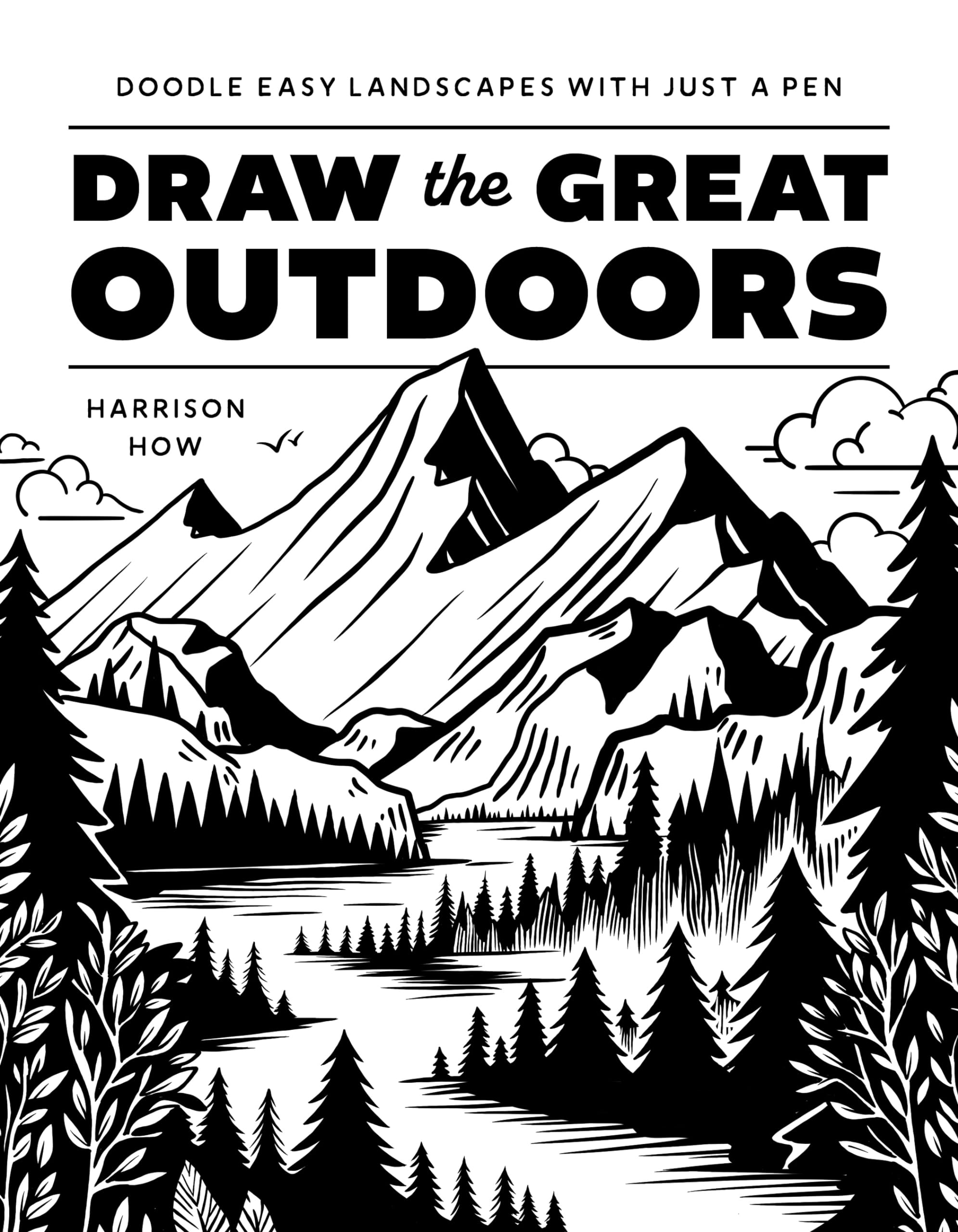 Dessiner la nature livre doodle paysage facile technique stylo