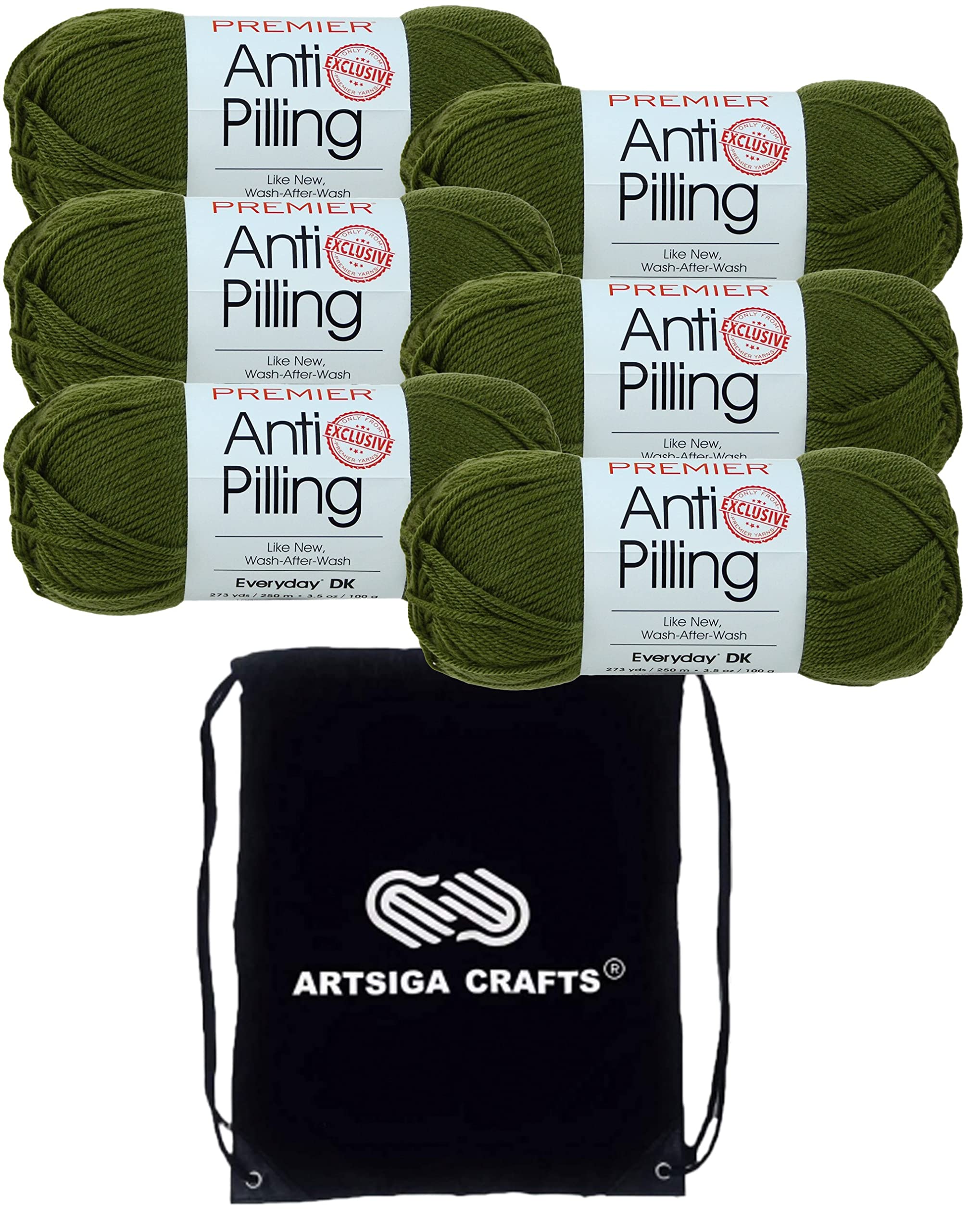 Hilo de tejer acrílico antibolitas Premier Yarns DK Light Worsted suave verde helecho