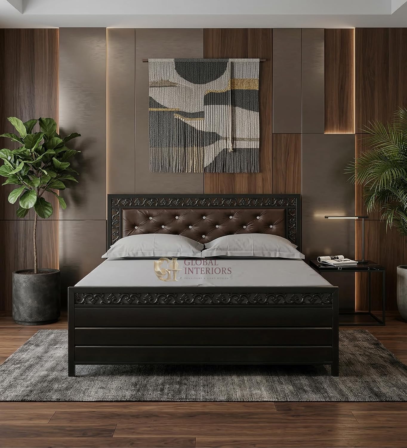 GLOBAL INTERIORS Carbin Metal Bed with Storage | Wrought Iron King Size Cot with Hydraulic Storage| Double Bed King Size f... - Review, Price and Buying Guide