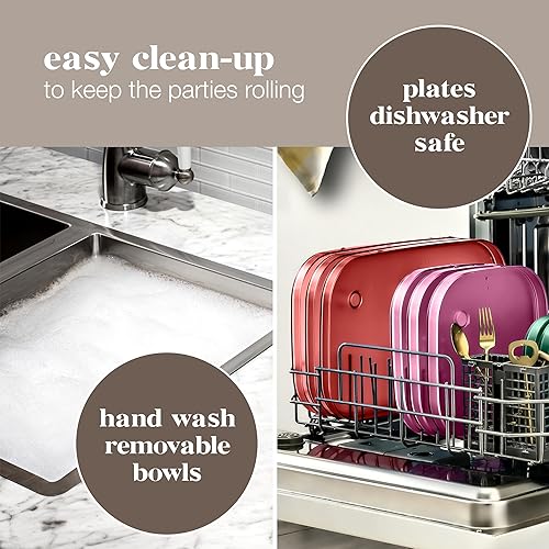 Miniatura 6 de Madesmart dipware - Plato llano con cuenco de inmersión plegable y extraíble para comidas y aperitivos plato reutilizable con cuenco multiusos,