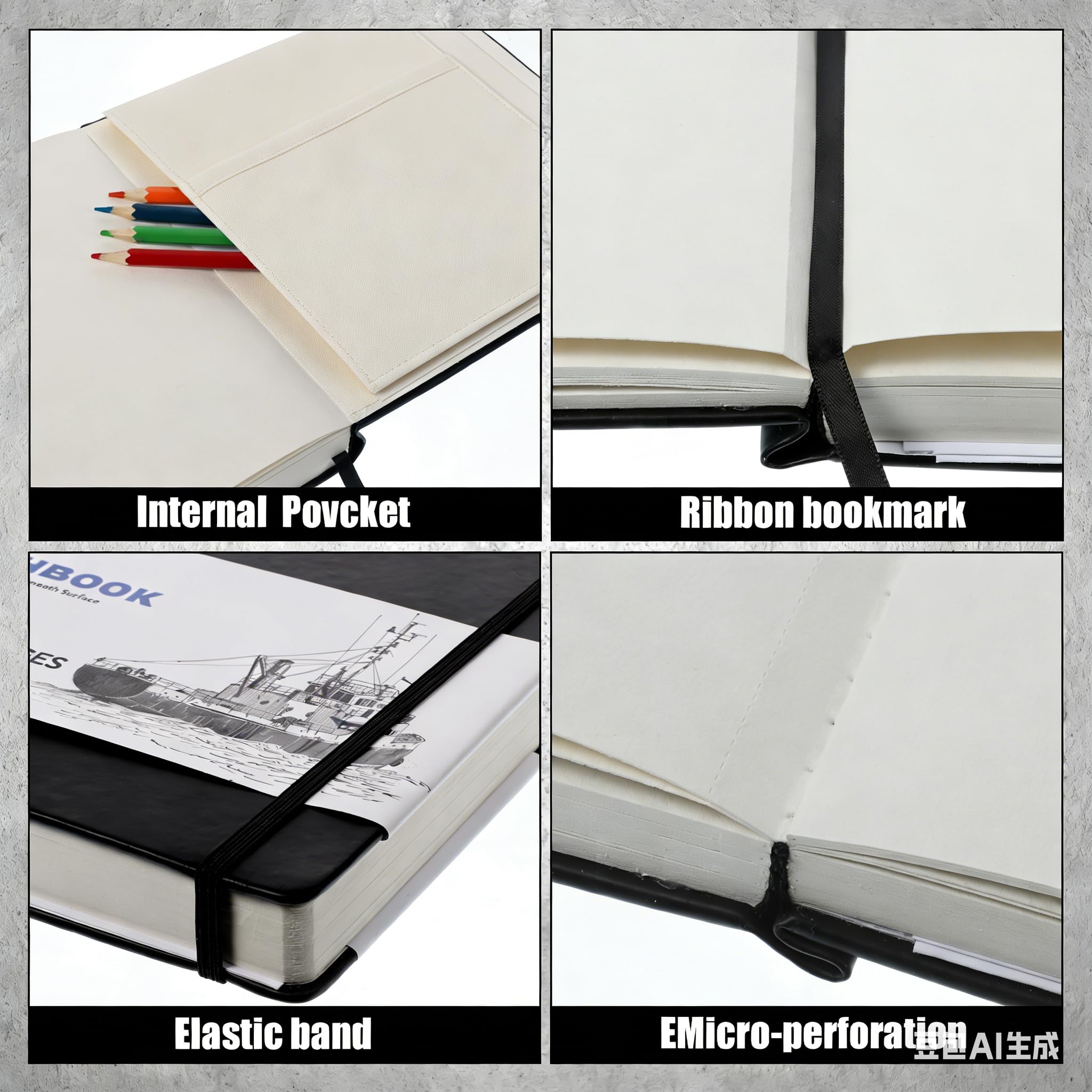 Libro da disegno con copertina rigida, 180 g/m², 160 pagine/80 fogli, blocco per schizzi, 21,5 x 28,5 cm, materiale artistico per adolescenti, adulti, artisti