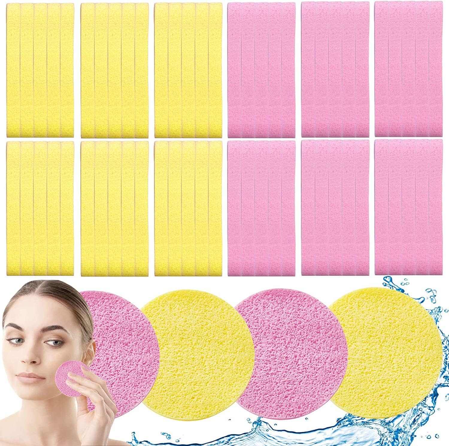 120 PCS Compressed Facial Sponge for Makeup Removal, Cleansing, Wash - Round Pad for Estheticians, Spa
