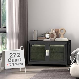 Stackable Storage Bins with Doors & Lids & Wheels,