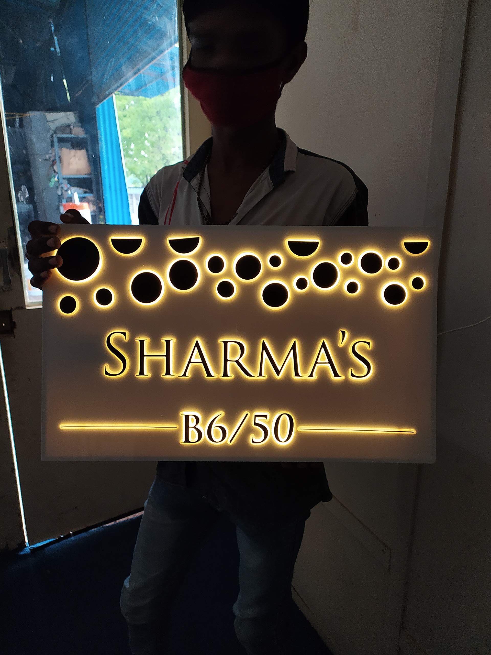 ZOCI VOCI Planets of Gold - Weather Proof Edge lit Name Plate - (Personalization - Names) | Home Decor & Housewarming Gifts
