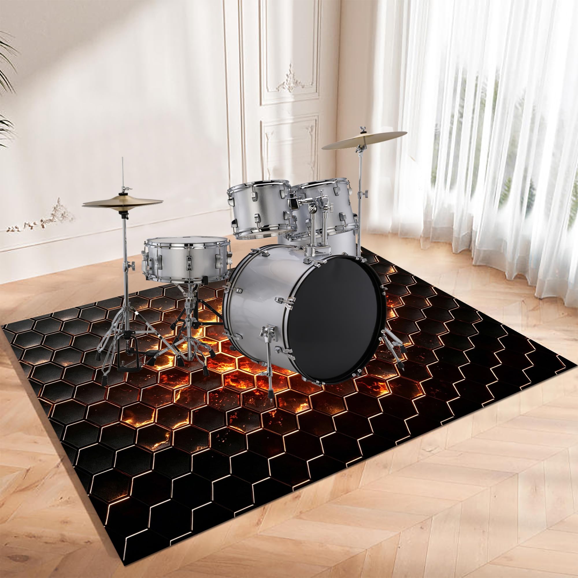 Tappeto Batteria Elettronica Tappeto a Tamburo Insonorizzato 300 x 200 cm | Antiscivolo, Tappeto per Percussioni, Tappeti per Batterie Elettroniche Rullante Acustica Snare Drum Grancassa Strumenti