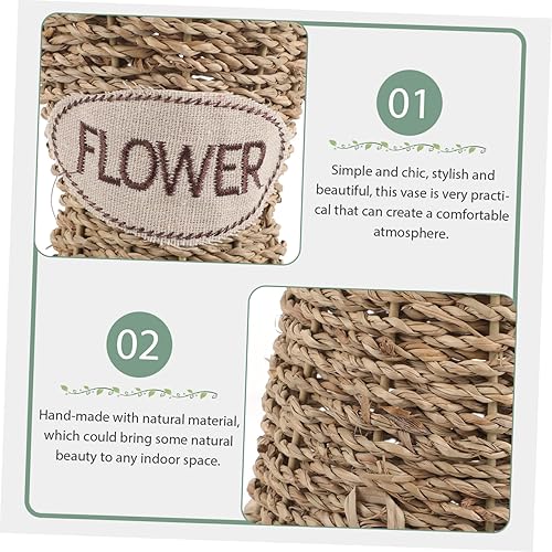 Miniatura 5 de 1 jarrón de mimbre de ratán marrón para almacenamiento, decoración y contenedor de plantas