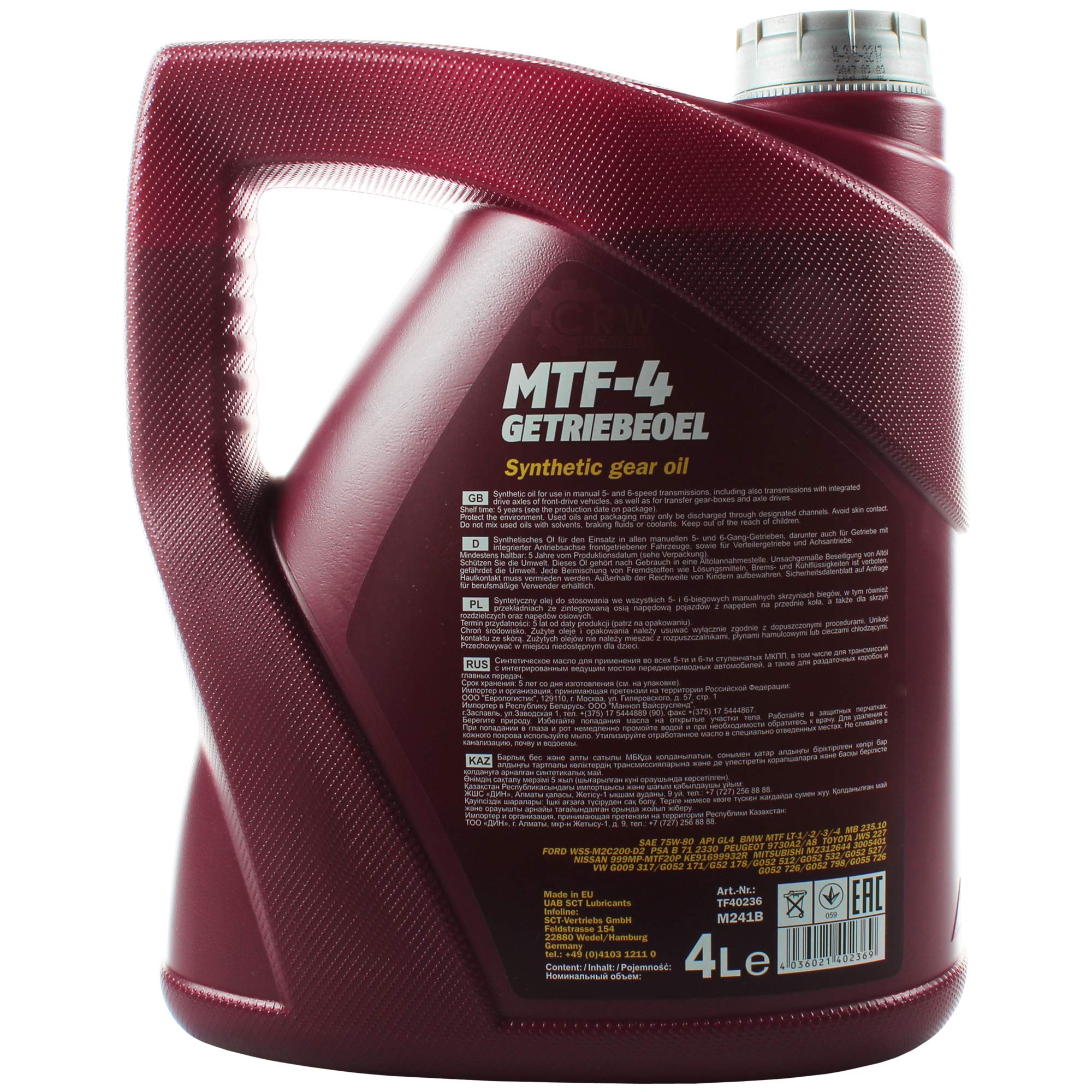9 Liter Original MANNOL Getriebeöl MTF-4 Getriebeoel 75W-80 Gear Oil 11192125